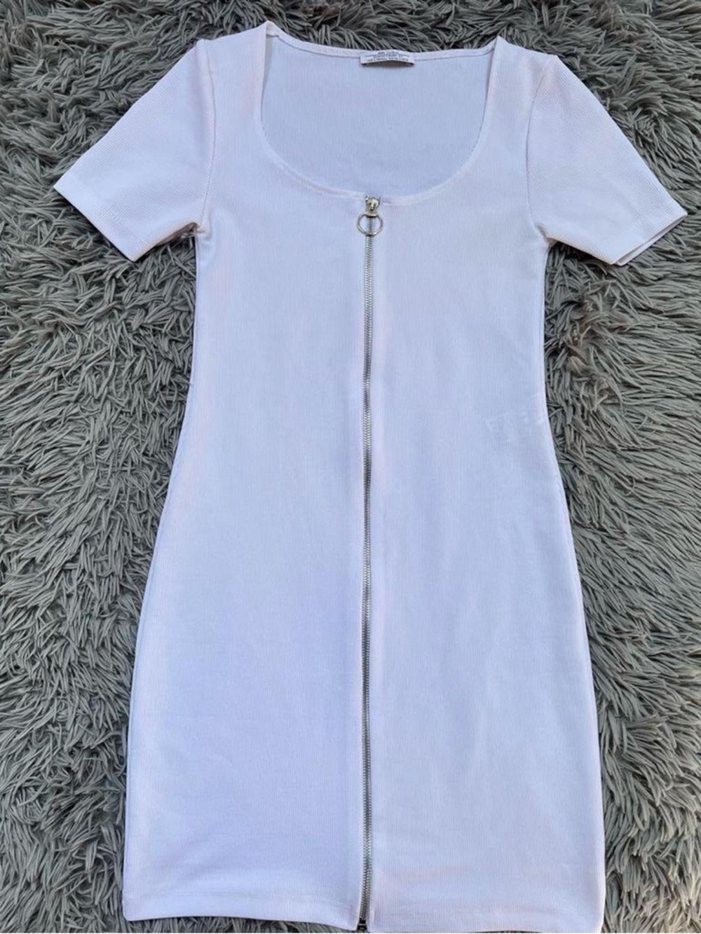 Zara White Zip-Front Scoop Neck Mini Dress - Picture 2 of 8